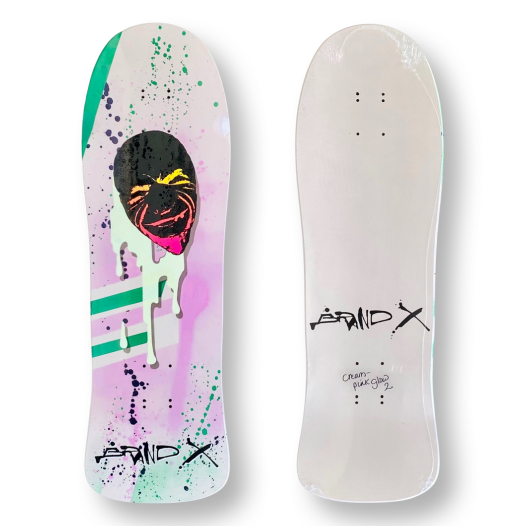 Dogma 2 Deck ONE-OF-A-KIND 9.5”x30.5” (Cream/Pink Glow-2) HAND PAINTED