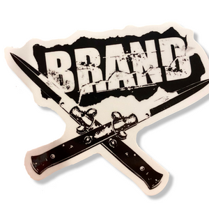 Brand-X KNIVES Sticker 3” CLEAR-BACK