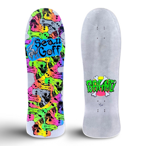 Sean Goff Baby Skater SILVER METALLIC HOLOGRAPHIC Deck 9.5"x30.5” ULTRA LIMITED EDITION HAND PAINTED