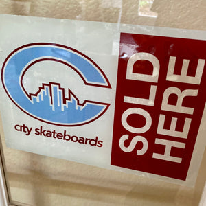 VINTAGE 9" City Skates DEALER Reverse Window Sticker