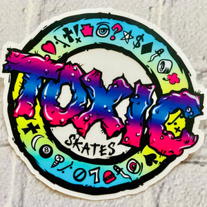 Toxic Skates Sticker 4” CLEAR-BACK